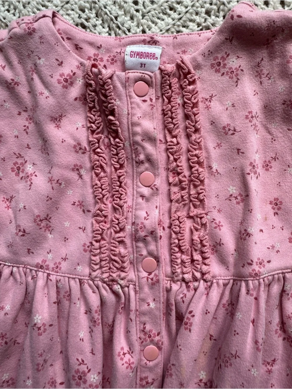 Vintage Gymboree Navy Mushroom Dress Pink Floral 3T Early 2000’s